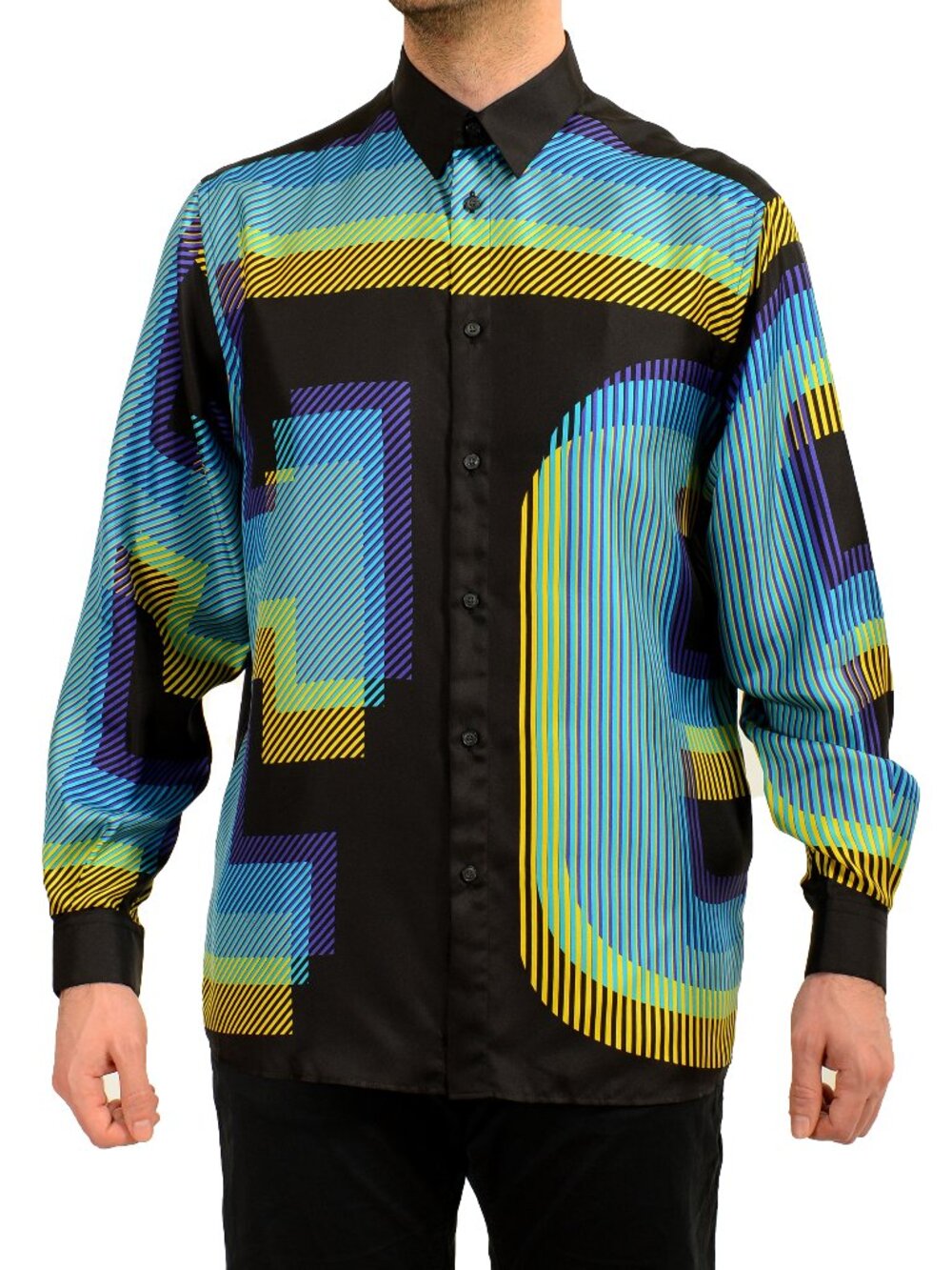 Scuderia Ferrari Printed "Flunga Hologram" 100% Silk Shirt US XL IT 54